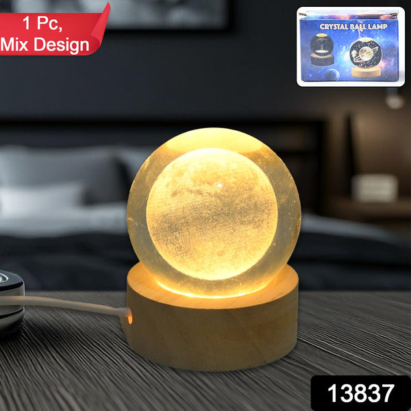 3D Crystal Ball lamps With Base (1 Pc / Mix Design)